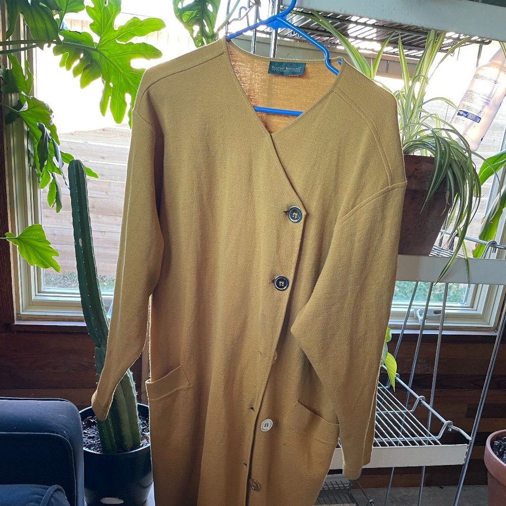 Long vintage yellow sweater jacket
